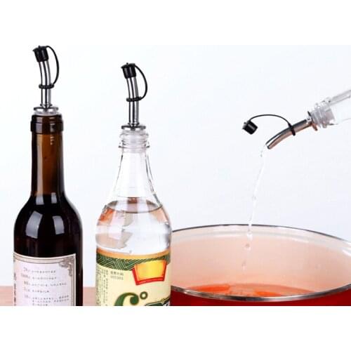6pcs Stainless Steel Pourer Whisky Liquor Wine Oil Bottle Pourer Stopper Pour Spout Dispenser With Cap Bar kitchen Accessories