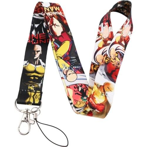 YL521 Japanese ONE PUNCH-MAN Anime Neck Strap Lanyards Keychain Holder ID Card Pass Hang Rope Lariat Badge Holder Key Chain