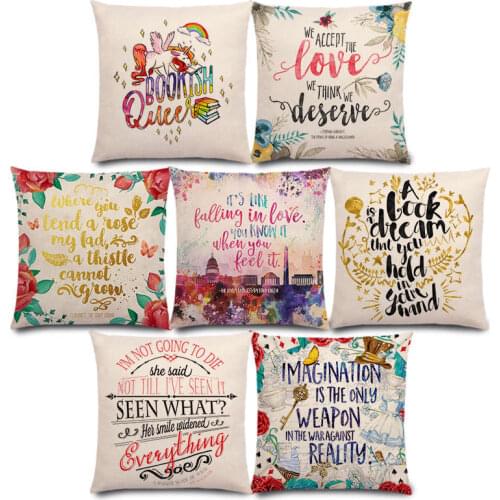 New Gorgeous Flowers Graceful Thought Beautiful Language Brilliant Words Decorative Letters Story Cushion Cover Pillow Case