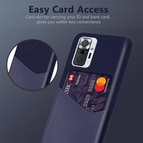 Febric Card Holder Cover For Xiaomi Redmi Note 10 Pro Case Note 10Pro Cloth Texture PU Antiskid Funda For Xiomi Redmi Note10 Pro