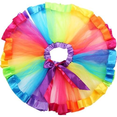 Kids Lovely Colorful Tutu Skirt Girls Rainbow Tulle Tutu Mini Dress 2-8Years