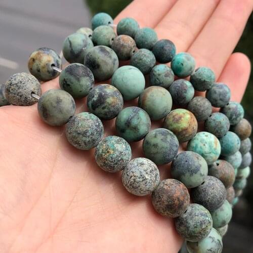 4 6 8 10mm Natural Stone Dull Polish African Stone Matte Turquoises Round Loose Beads For Jewelry Making DIY Bracelet Necklace