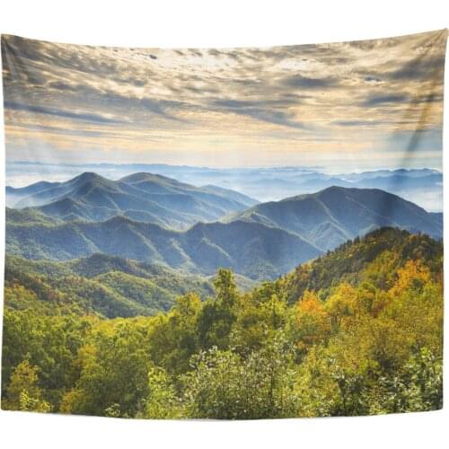 Blue Ridge Parkway National Park Sunrise Scenic Mountains Autumn Home Decor Tapestry Wall Hanging for Living Room Bedroom Dorm