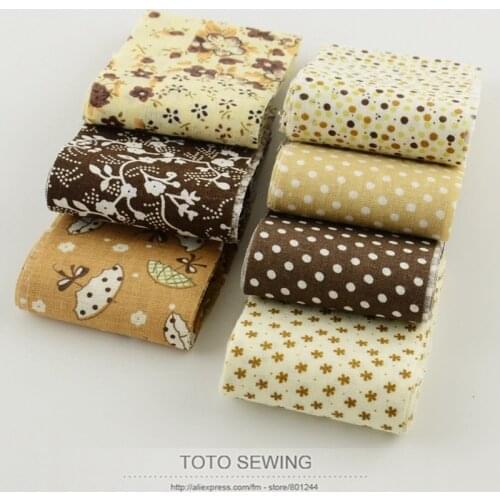 Booksew Cotton fabric coffee jerry roll quilting fabric strips for DIY patchwork crafts 7pcs 5cmx100cm F031