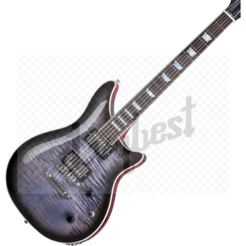 Customized body and headstock shape 6 string electric guitar solid body,red back,korea locking tuners,ebony fingerboard,own logo