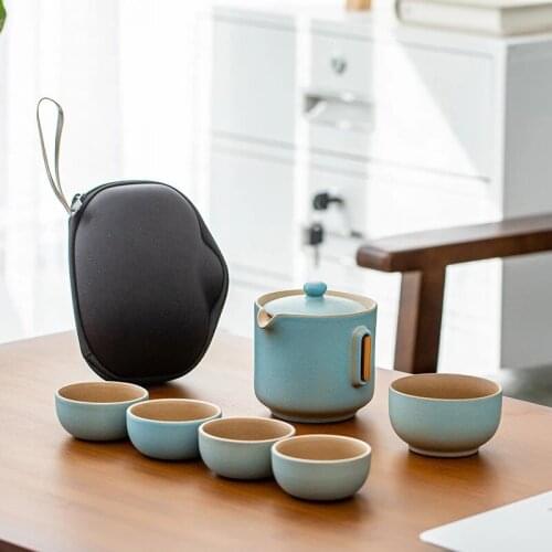 Chinese Travel Kung Fu Tea Set Ceramic Portable Teapot Porcelain Teaset Gaiwan Tea Cups of Tea Ceremony Teawear With Travel Bag
