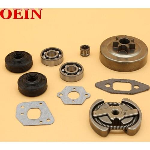 .325 Pitch 7T Clutch Drum Sprocket Rim Bearing Oil Seal Gaskets Kit For PARTNER 350 351 352 370 371 390 420 Chainsaw Parts