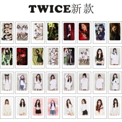 KPOP TWICE MOMO MINA SANA TZUYU New Lomo Cards Photo Cards Lomo 32pcs Small Cards With Clips And Rope New Kpop K-pop wholesale