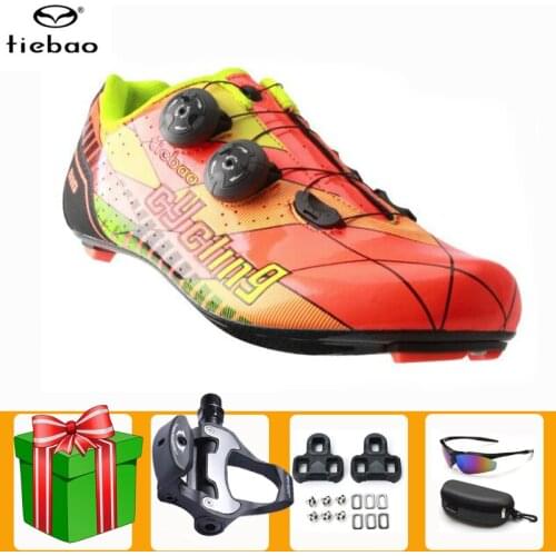 Tiebao Road Cycling Shoes Men Sneakers Carbon Fiber 2021 Ultralight Bike PRO Racing Team Self-Locking Athletic Bicycle Bicicleta