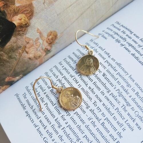 L&P Real Korea Korea edition S925 Sterling Silver Round card Maria earrings gold earrings earrings