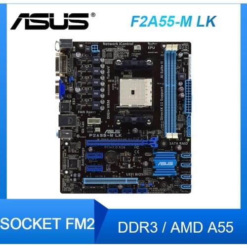 For ASUS F2A55-M LK Motherboards Socket FM2 AMD A55 DDR3 2400 PCI-E 2.0 1XPCI-E X16 SATA II DVI VGA ATX Desktop motherborad