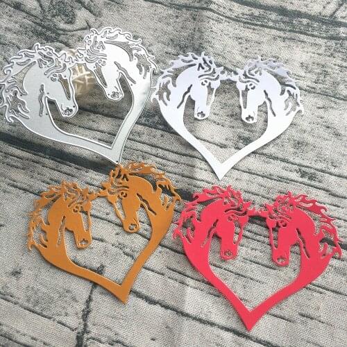 Two horses heart-shaped metal cutting template DIY scrapbook, card making, embossing crafts, photo album decoration