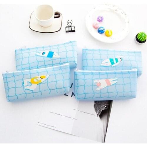 M076 Cute Women Purses Cartoon Comes A Cool Pool Party Coin Purse Wallet Card Pen Bag