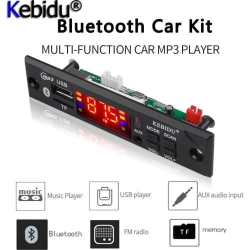 Kebidu MP3 Player DC 12V 5V Wireless Bluetooth Audio Module MP3 WMA Decoder Board USB FM TF Radio For Car MP3 Accessories