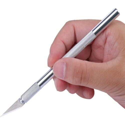 Non-Slip Metal Scalpel Knife Tools Kit Cutter Engraving Craft knives + 5pcs Blades Mobile Phone PCB DIY Repair Hand Tools