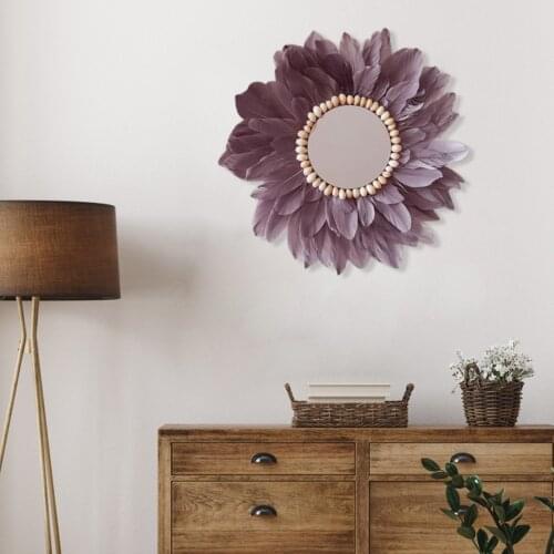 White Conch Macrame Feather Mirror Wall Hanging Wall Nordic Porch Creative Living Room Sofa B&B Decor Headboard Boho Decor