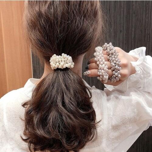 New Creative Handmade Simulated Pearl Braided Hair Ring Temperament Elastic Hair Rope Popular Elegant Hair Accessories