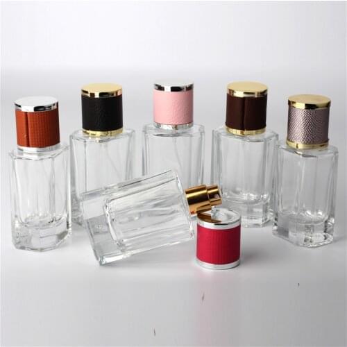 New Kind 50ml Clear Cap Clear Glass Spray Refillable Perfume Bottles Glass Automizer Empty Cosmetic Container For Travel