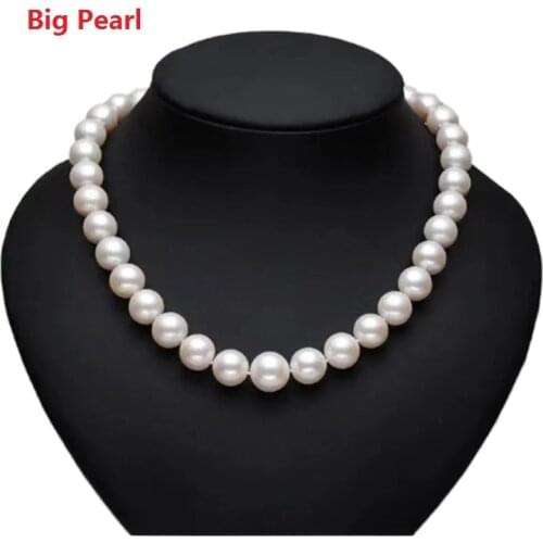 Wholesale 10-11mm Real Pearl Necklace Nearround Natural Freshwater Big Pearl Choker Necklaces For Women Fashion Gift