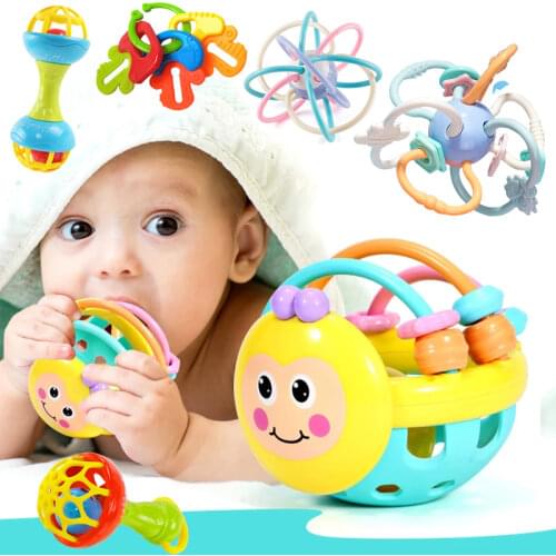 Baby Toys 0 12 Months Newborn Colorful Plastic Rattle Ball Infant Cute Hand Shake Tooth Bell Ring Early Educational Toys