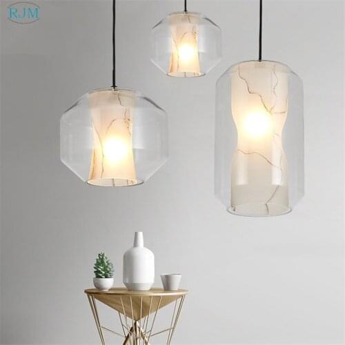 Post-modern Creative Glass Pendant Ligths Imitation Marble Hang Lamp for Living Room Restaurant Bar Home Lighting Fixtures Decor
