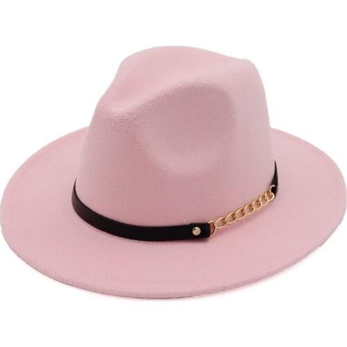 X3005 Fashionable Elegant Fedora Hats Woolen Hat Womens Spring Autumn Unisex Woolen Caps Adult Retro Literary Wide Brim Hat