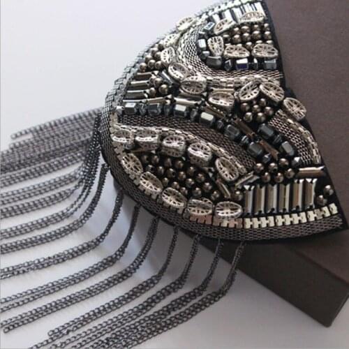 2pcs jacket metal tassel shoulder rhinestone chapter nightclub DIY clothing accessories shoulder flower clothing accessories new