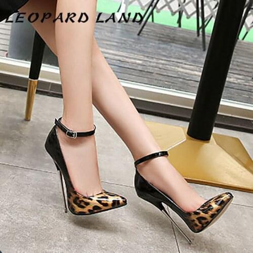 LEOPARD LAND Nightclub Metal Heel Ultra-high Heel Fine Heel Sexy Heels Single-shoe Big Size Womens Shoes Goods Pumps WZ