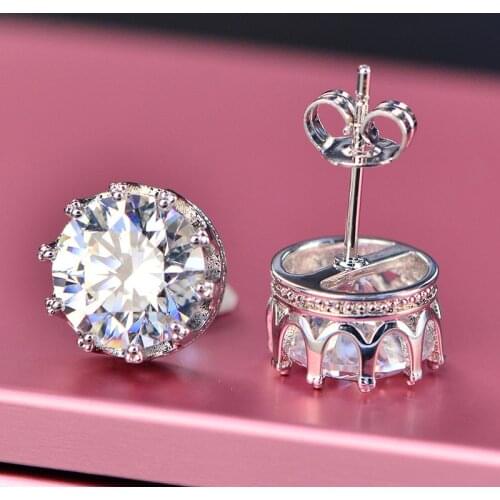 Have Certificate 925 Sterling Silver Earrings Sparkling Zirconia Diamond Stud Earrings For Women brincos oorbellen pendientes