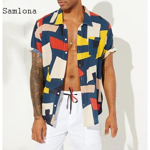 Plus Size Mens Elegant Leisure Blouse Short Sleeve Patchwork Shirt Masculina Casual Shirt blusas Homme Ropa Men Clothing 2021