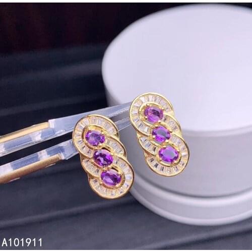 KJJEAXCMY fine jewelry natural Amethyst 925 sterling silver women earrings support test luxury