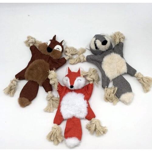 Dog Chew Toys Pet Puppy Squeaky Toy Cute Wolf Toys Stuffed Squeaking Animals Fleece Toys Honking Training Squirrel Pets Supplies