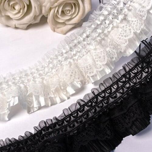 1Yards Elastic Stretch Ribbon 7cm White Lace Fabric Wedding Dress Black Elastic Lace Material encaje elastico para lenceria LT30