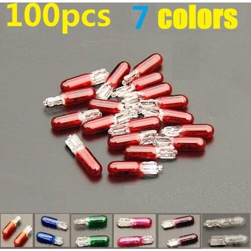 100 pcs Car Gauge Light 286 T5 Halogen Bulb 12V1.2W dashboard bulb Clear Red Blue Yellow Glass Instrument Lamp Light Car-styling
