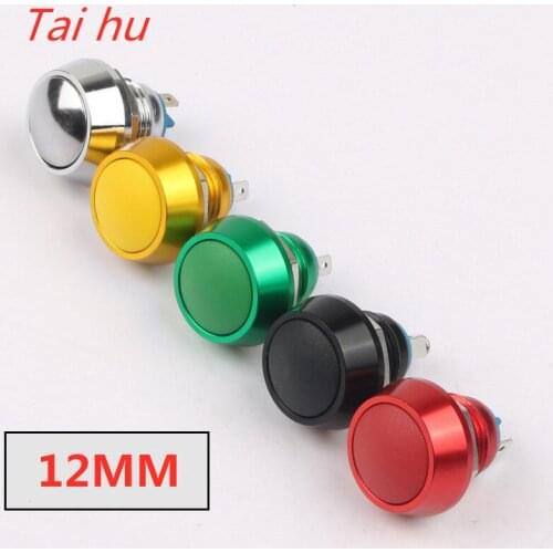 12mm metal button switch self-reset color black screw 2 feet large head small access control start jog button