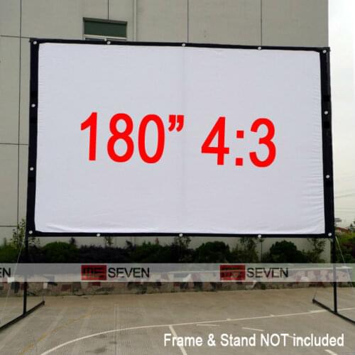 180 inches 4:3 Portable Wall Mounted Matt White Canvas Folding Outdoor Projector Screen for HD Movie or Outdoor Movie