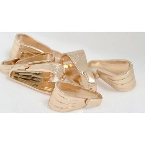 20pcs 24k gold Oval Buckle Copper Melon Seed Buckles Pendant Clasps Pinch Clip Bail Pendant Connectors DIY Jewelry findings