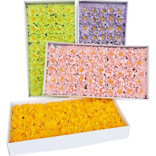 50Pcs/Box Soap Asters Flowers Head Artificial Flowers For Home Wedding Party Decoration Ball Craft Fake Flowers