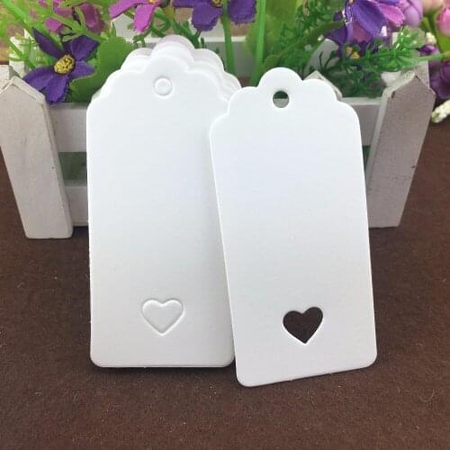 500Pcs DIY Kraft Paper Tags Brown Rectangle heart Label Luggage Wedding Note Blank price Hang tag Kraft Gift 9.5x4.5cm