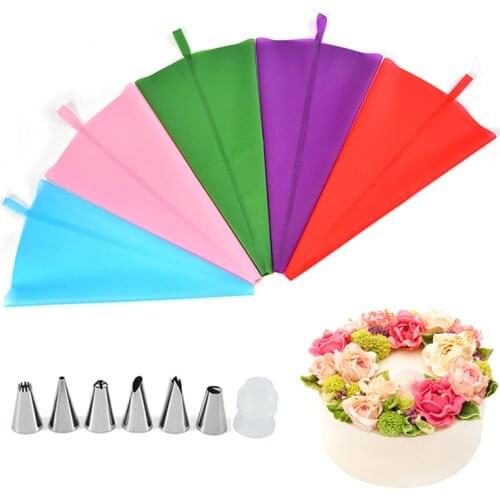 8 Pcs Kit Pastry Bag With Arit Icing Piping Spout Tips Nozzles Equipment Silicone Cream Bag For Cupcake Cake Decorating Fondant