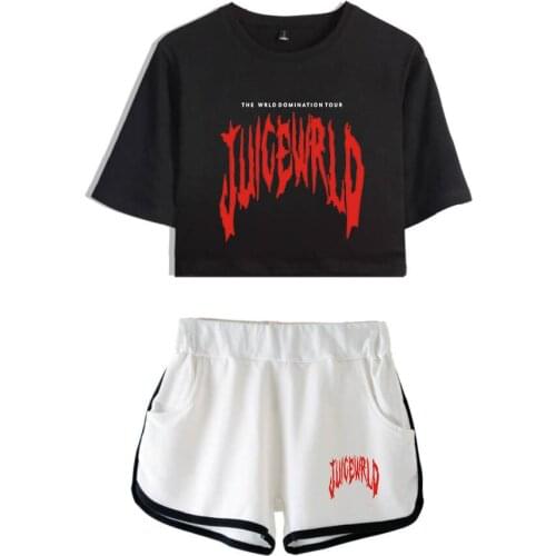 Rapper Juice WRLD Emo trap Song "Lucid Dreams" Hip hop print Women Two Piece Set Shorts+lovely T-shirts Hot Sale Clothes