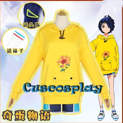 Anime WONDER EGG PRIORITY Cosplay Ohto Ai Costume Woman Girls Hoodies Sweater Shorts Hairpain Stockings Daily Suits Outfits