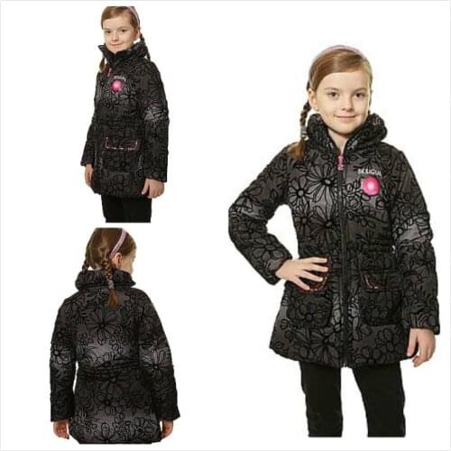 Spanish girls flocking printing black grey cotton padded jacket