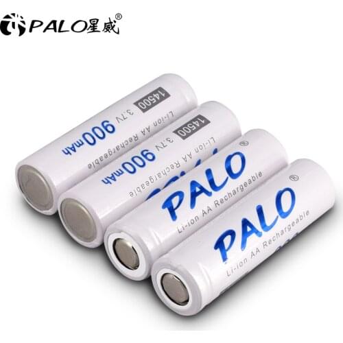 PALO 14500 3.7V 900mAh Li-Ion Rechargeable AA Battery for flashlight/remote control/toy point head 3.7V 14500 lithium battery