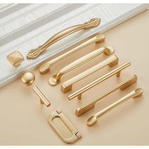 Furniture Cabinet Handle Matt Gold Metal Drawer Dresser Kitchen Cupboard Wardrobe Closet Door Pull Home Hotel Hardware Long Knob