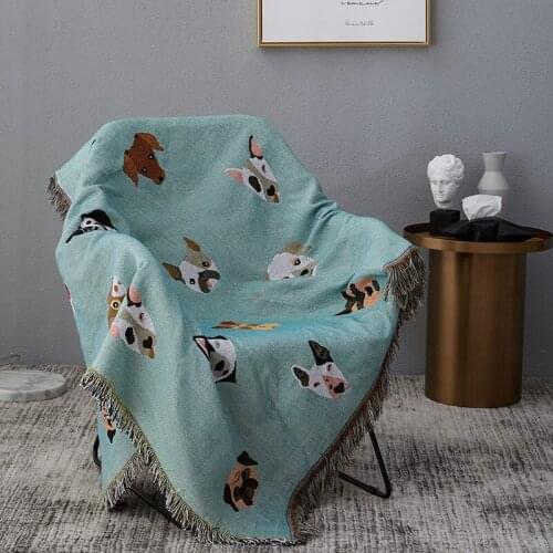 Multifunction dog printed chair blanket sofa throw cover warm blanket for travel home living room bedroom