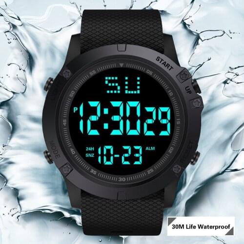 Fashion Men LED Digital Watch Waterproof Date Military Sport Rubber Black Quartz Watch Alarm Clock Mens Digital Watches relogio