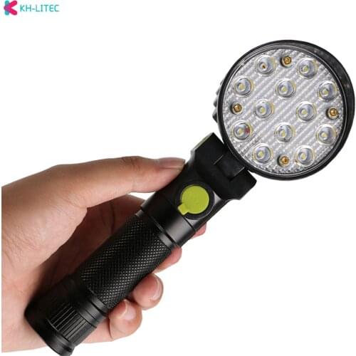 Powerful Portable COB 12 LED Flashlight Magnetic Rechargeable Work Light 180 Degree Stand Hanging Torch Lamp For Work Car repair