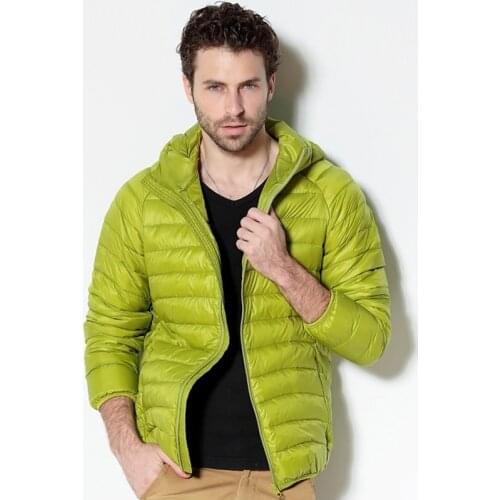 Men White Duck Down Jacket Winter Coat Warm Thermal Down Parkas New Portable Hooded Down Coat Ultralight Men