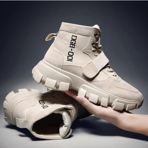 Genuine Spring Autumn Martin Boots Men High-top British Casual Men Shoes Retro Wild Desert Thick-soled Tooling Motorcycle Boots